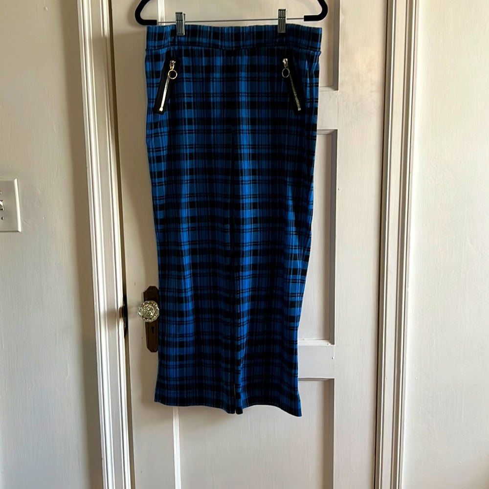 Wild Fable blue “plaid” pants with zipper accented pockets